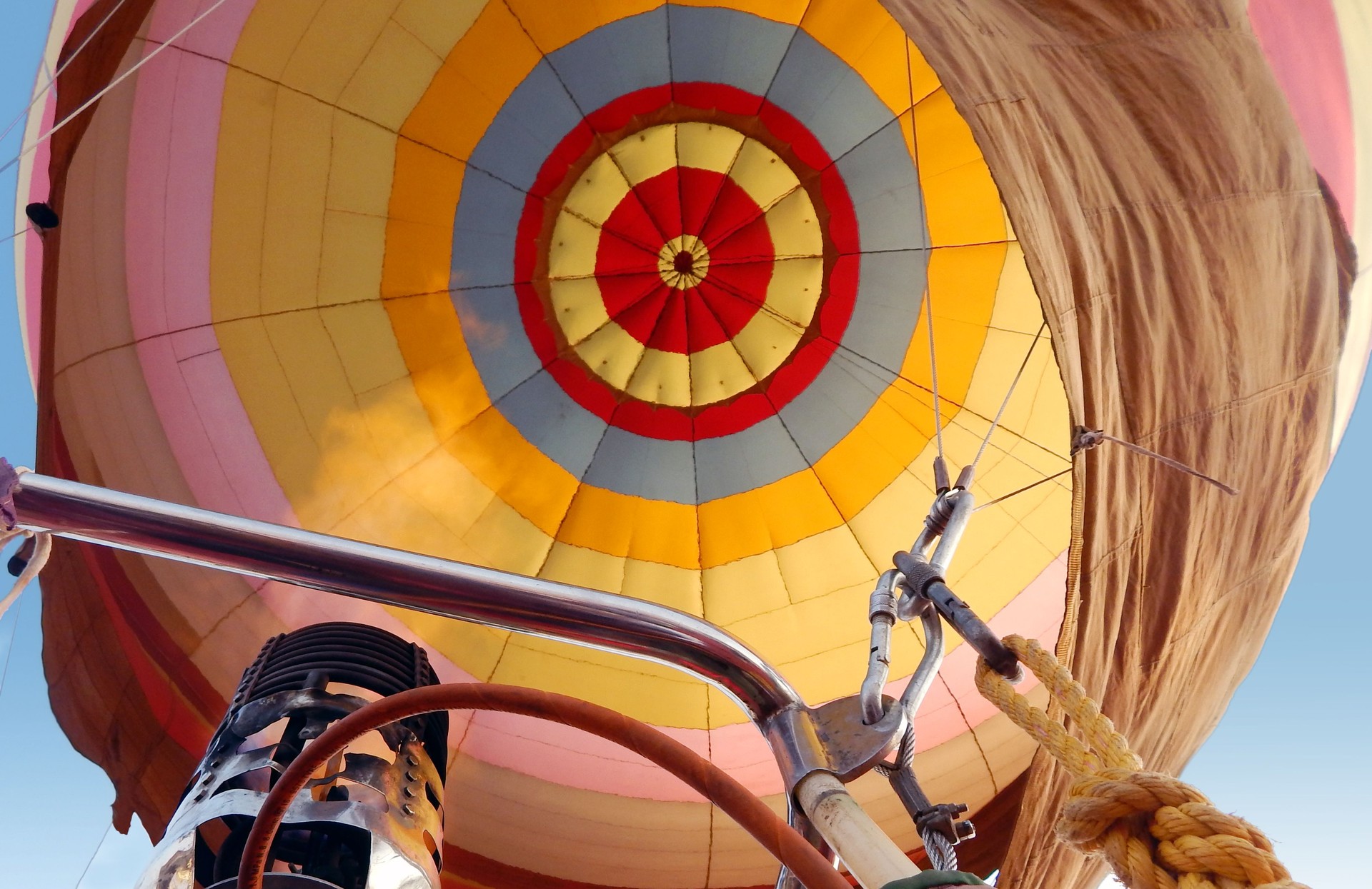 Hot air balloon with gas burning with flame